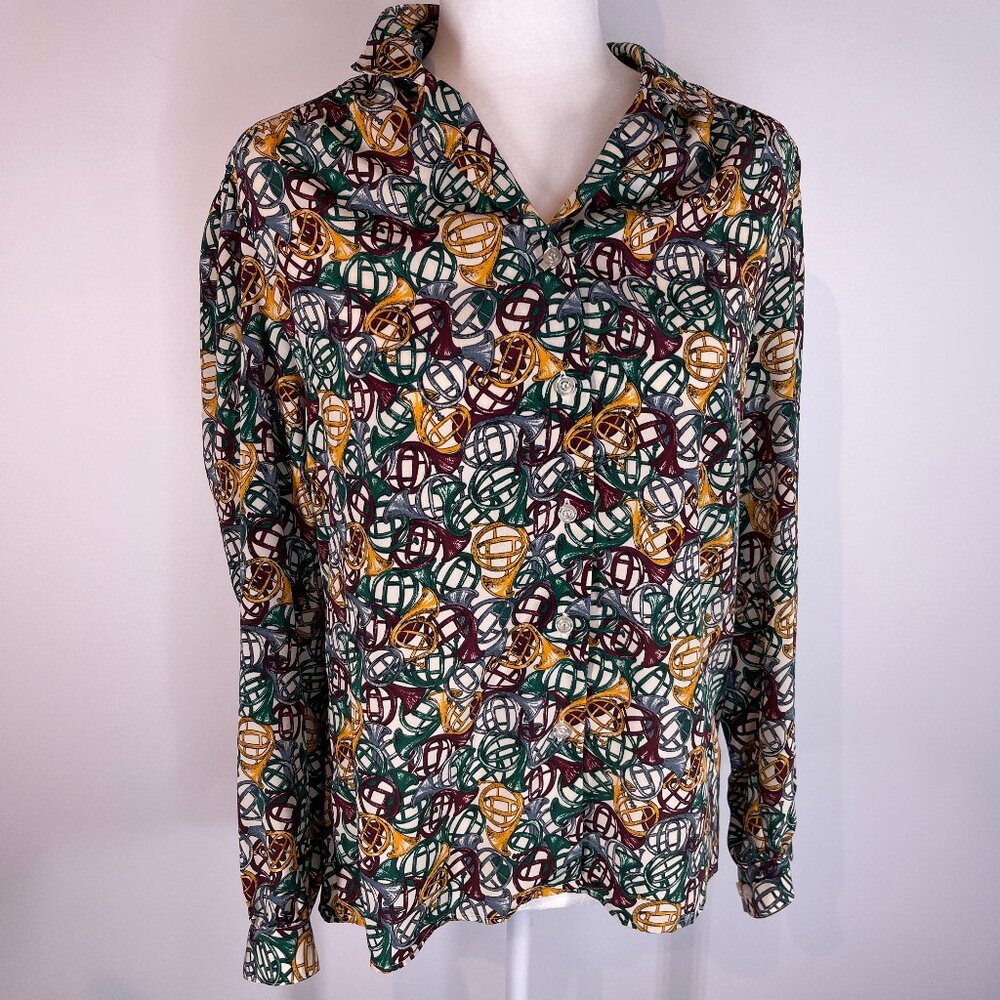 Vintage Haberdashery French Horn Button Up Blouse size 8